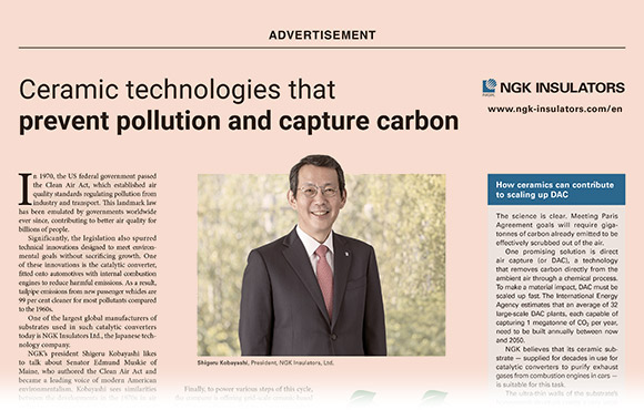 2023年5月19日 NGK INSULATORS: Ceramic technologies that prevent pollution and capture carbon(The Financial Times)
