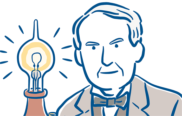 エジソンと電球のイラスト