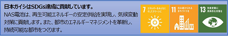 日本ガイシはSDGs達成に貢献しています。NAS電池は、再生可能エネルギーの安定供給を実現し、気候変動対策に貢献します。また、都市のエネルギーマネジメントを革新し、持続可能な都市をつくります。