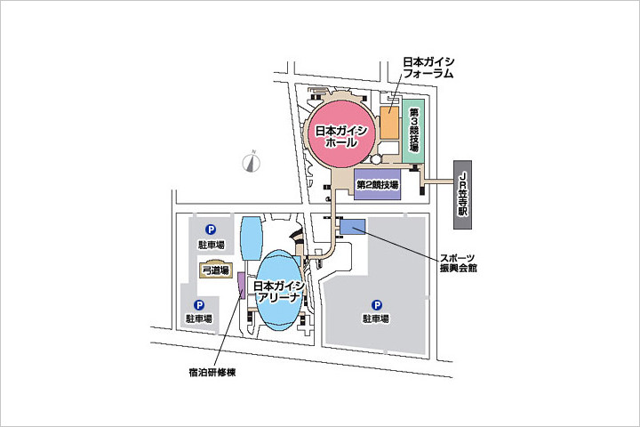 日本ガイシスポーツプラザの配置図