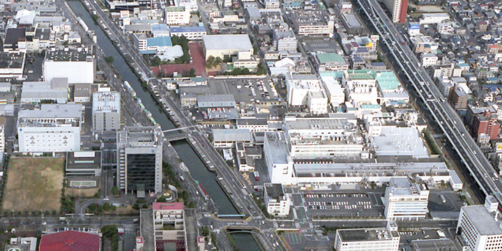 本社・名古屋事業所の航空写真