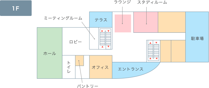 宿舎の1階のフロアマップ