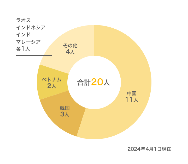 日本ガイシスカラシップ奨学生の出身国別内訳