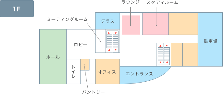 宿舎の1階のフロアマップ