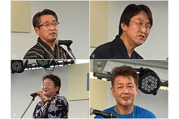 挨拶をする①則武常務②杉浦執行役員③松原工場長④NCDKの布目工場長