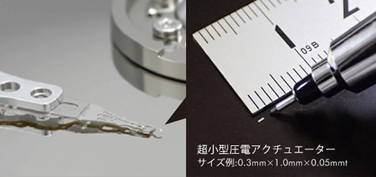 超小型圧電アクチュエーターの写真です。